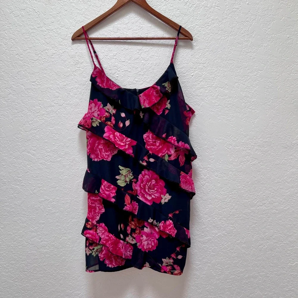 Fashion Nova Black Mini Dress with Pink Floral Print - Picture 2 of 6